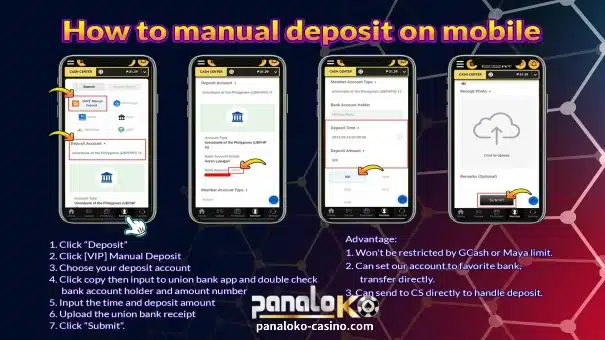 How to deposit money manually on mobile phone?